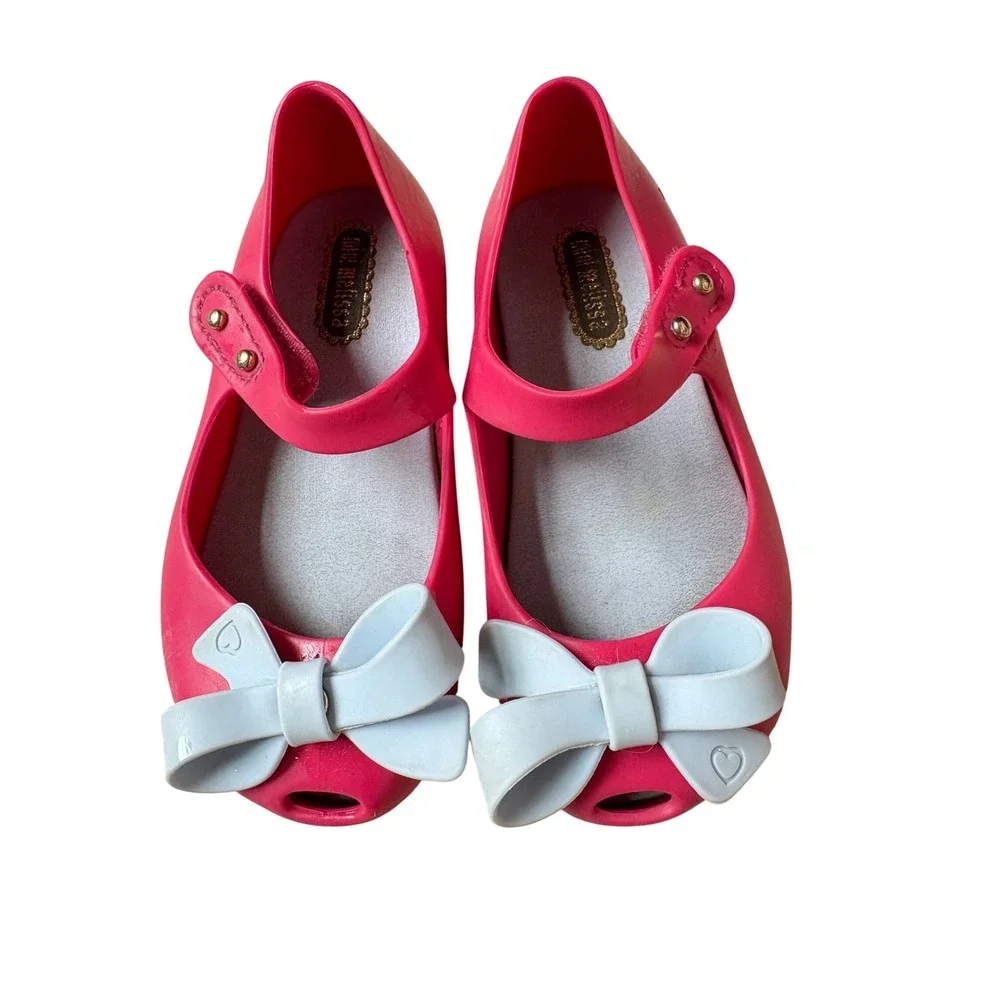 Mini Melissa Pink Jelly Mary Jane Bow Shoes‎ Toddler Size 7 USA 22/23 EUR